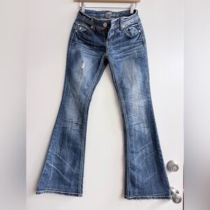 Almost Famous Distressed Blue Flare Jeans